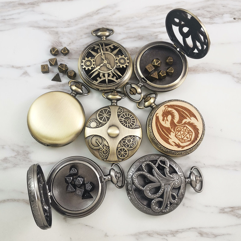 厂价2024外贸新品热卖复古怀表壳翻盖合金青铜骰子粗腰链挂表学生,手表,配件,淘宝优惠券,粉丝福利购,淘宝优惠卷