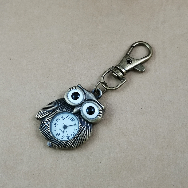 复古猫头鹰卡通怀表项链挂表儿童电子手表配饰小学生男女孩吊坠女
