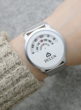 转盘学生简约新概念手表织网丝带时尚表男生皮带石英表58797