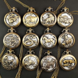 批发大号十二生肖怀表镂空复古男款女学生考试专用大数字老人表