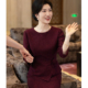 冬季 圆领加厚保暖简单大方妈妈装 婚宴开叉礼服喜婆婆婚礼改良旗袍