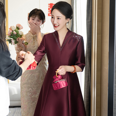 妈妈婚宴礼服旗袍连衣裙喜服新款