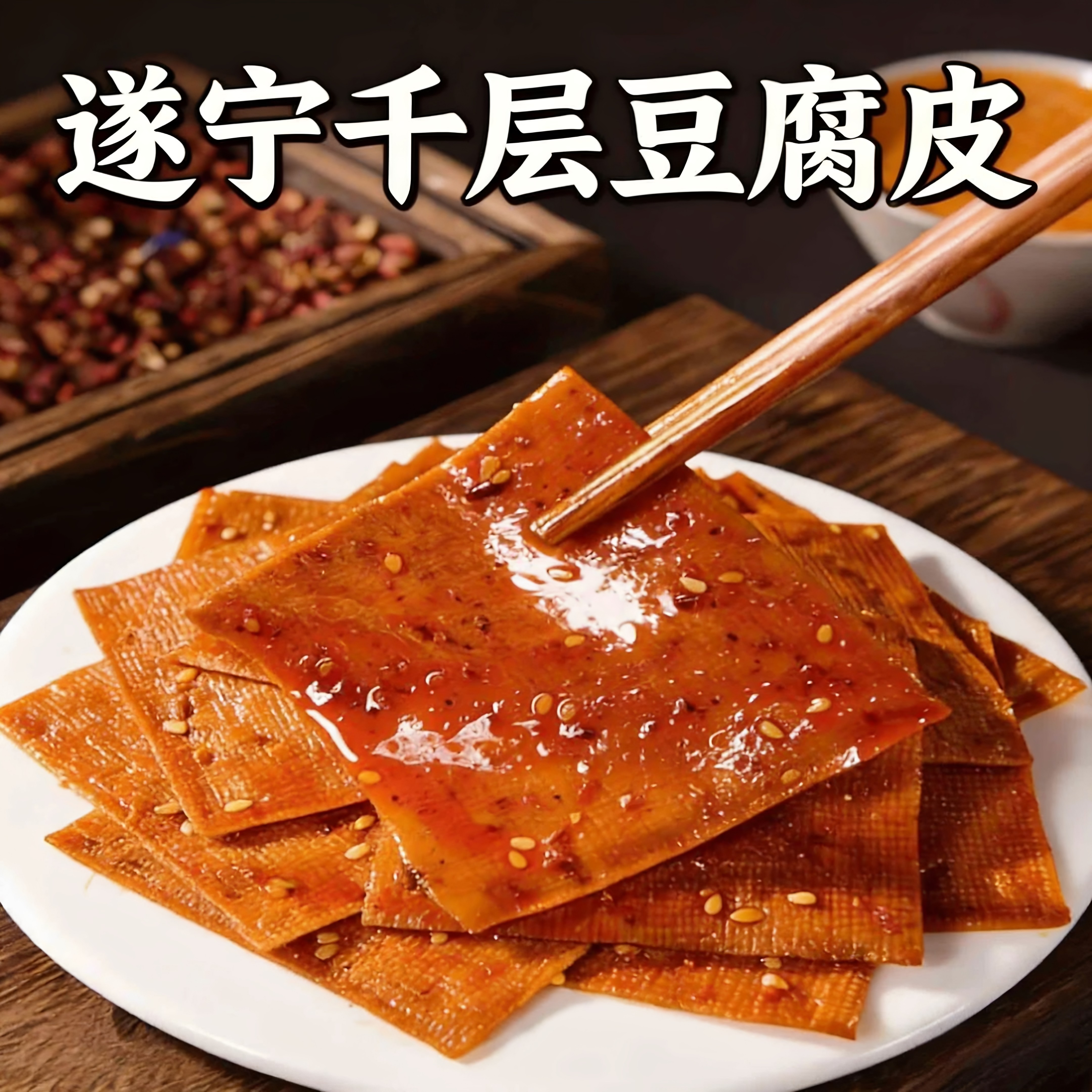 遂宁特产老肖家豆腐皮香辣千张豆干麻辣大片豆腐皮即食解馋小零食