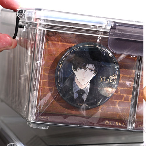 食品级密封吧唧收纳盒75mm谷子长条防潮长方形透明桌面文玩整理盒