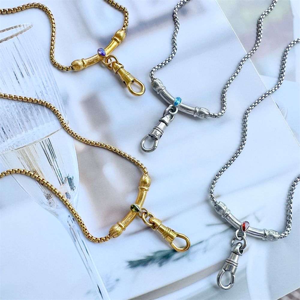 [掉色包换防敏]彩钻钛钢24K镀金莲花泰国佛牌链子可调节金属链