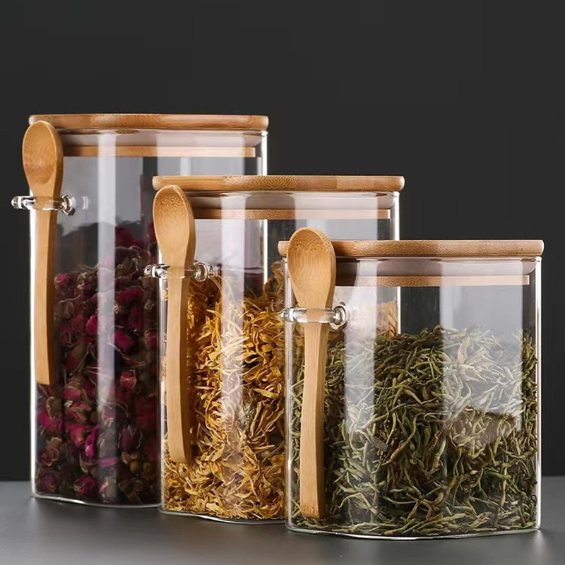 爆款花茶罐茶叶罐玻璃储物罐五谷杂粮收纳盒密封罐食品级玻璃