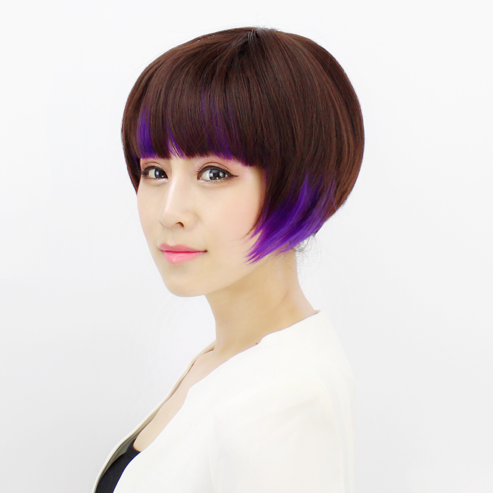 爆款假发女短发bobo波波头 假发套韩国空气刘海短直发 逼真挑染色