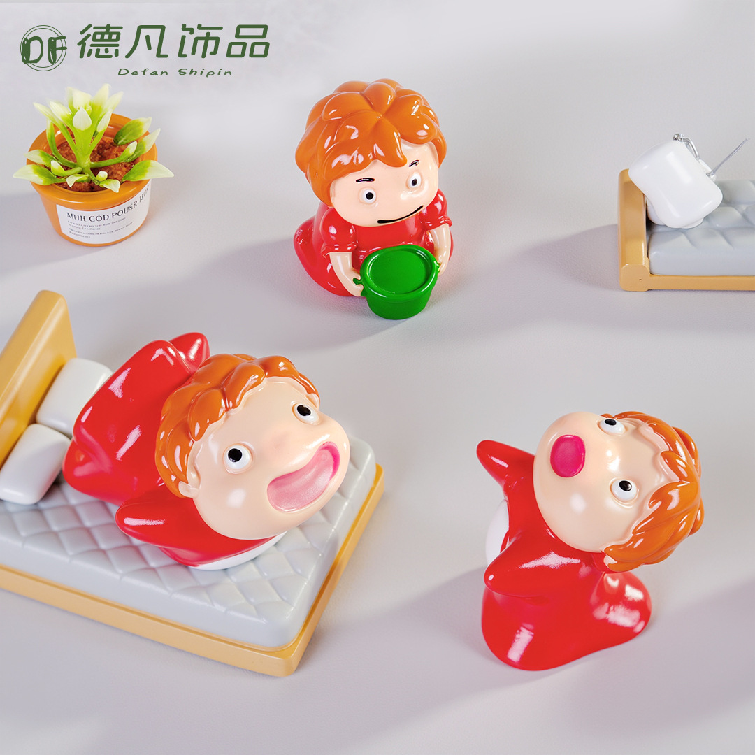 爆款新品小鱼公主波妞树脂摆件造景微景观装饰桌面车载公仔工艺品