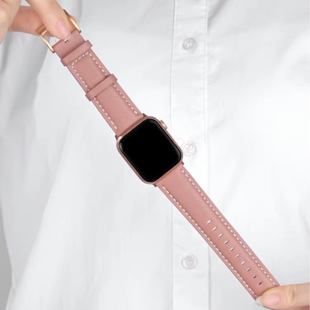 爆款适用苹果iwatch11代10/987新头层小牛皮简约表带批发