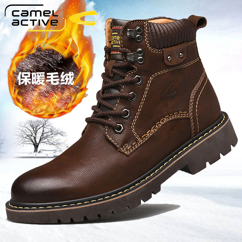德国骆驼动感冬季加绒保暖马丁靴