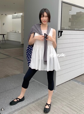 2026韩版istyle春夏新款纯色无袖吊带背心上衣背带连衣裙两件套女