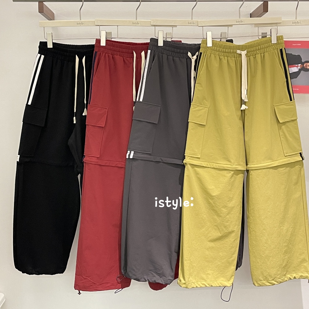 istyle秋季2025新款可拆卸美式工装裤宽松抽绳长裤阔腿休闲伞兵裤