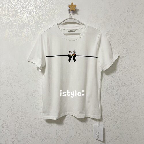 特价不退换 韩版istyle春夏2024新款卡通米奇米妮蝴蝶结印花T恤女