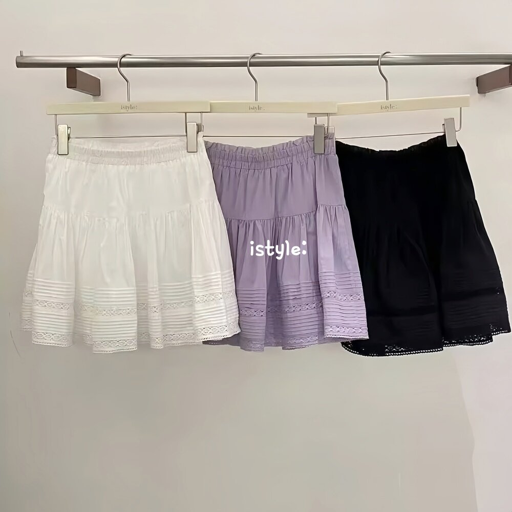 2026春夏istyle韩版新款法式气质短裙拼接镂空蕾丝花边半身裙女士