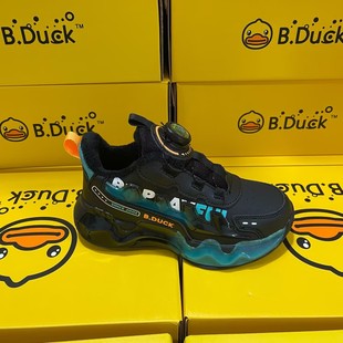 小黄鸭童鞋冬款儿童运动鞋二棉加绒中童旋转钮鞋子男孩防滑跑步鞋