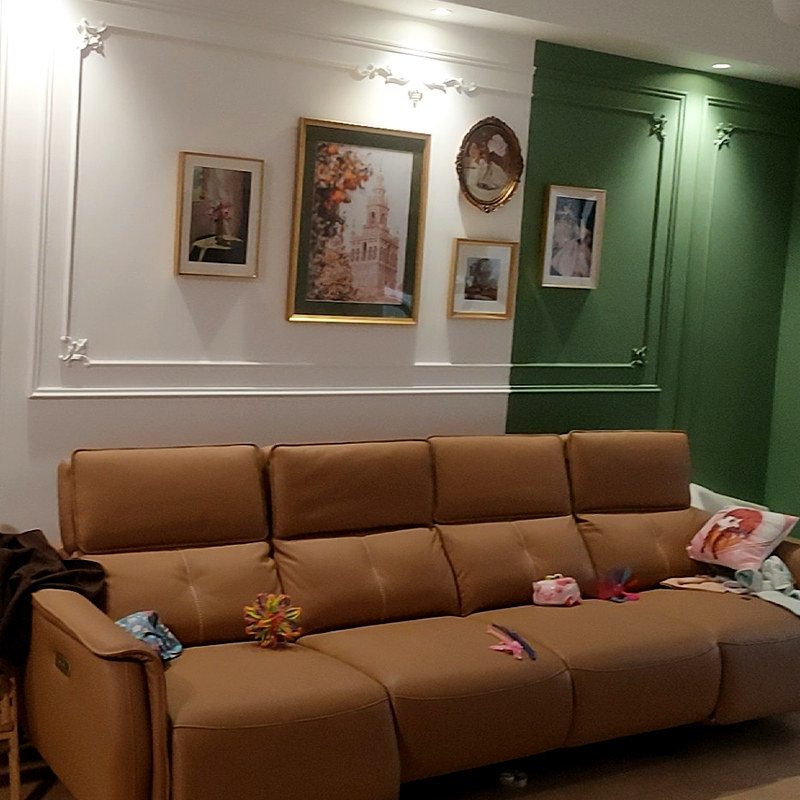 客厅挂画法式轻奢绿色系沙发背景墙装饰画美式小众卡纸画复古壁画