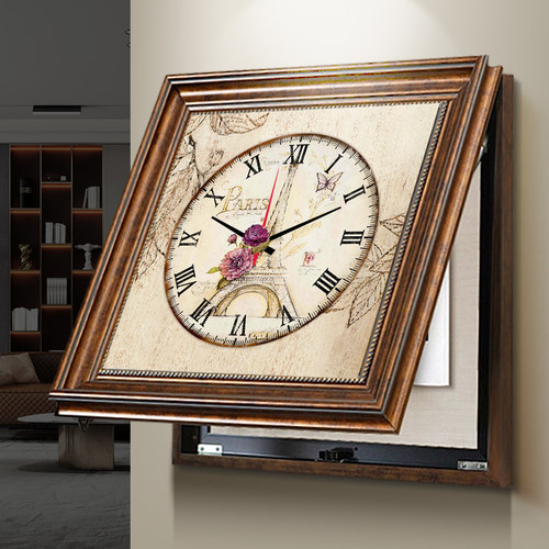 美式电表箱装饰画时钟可定制遮挡配电箱挂画2025新款免打孔带钟表