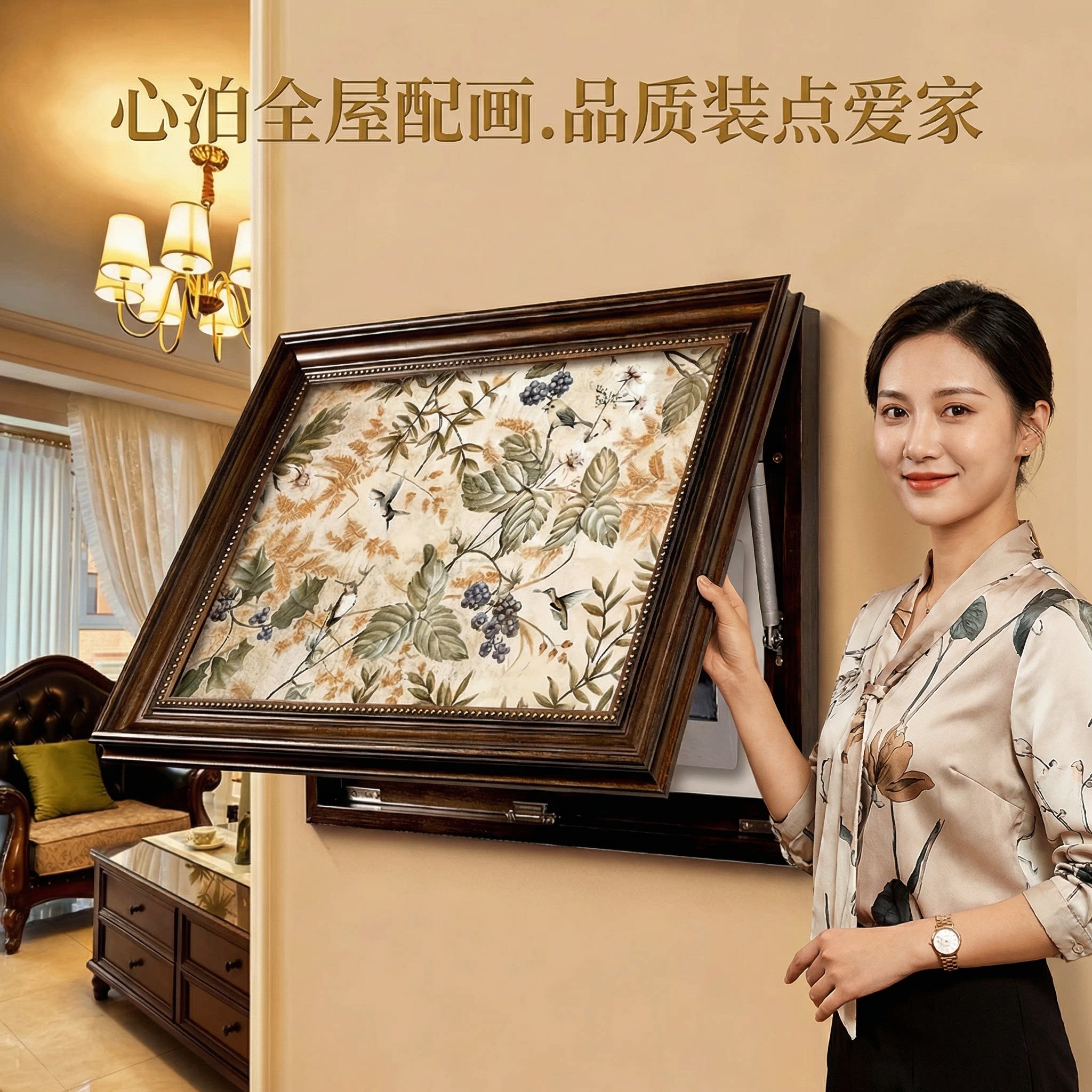 【免打孔电表箱画】遮挡美化挂画图片