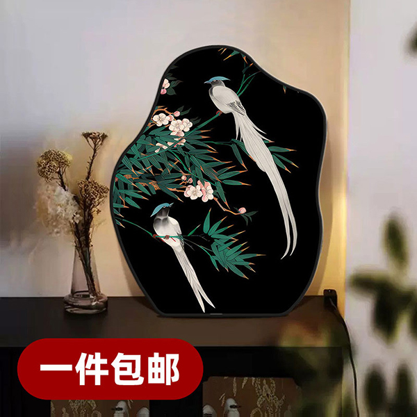 喜鹊中古风花鸟桌面矮柜装饰画