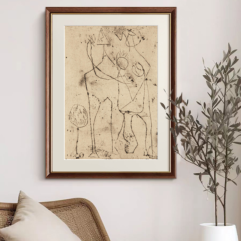 法式素描铅笔玄关装饰画中古风抽象文艺客厅书房挂画摆画图片
