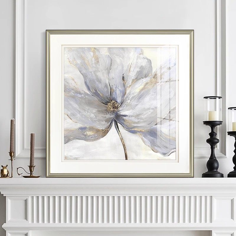 美式现代客厅简约装饰画欧式玄关柜轻奢挂画卧室走廊过道花卉壁L