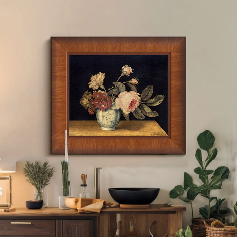 暮色花开》中古风花卉装饰画法式复古客厅餐厅挂画高级感2025新款图片
