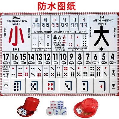 数字押大小点数图纸塑料布防水图色子骰子行酒令娱乐押宝筛钟聚会