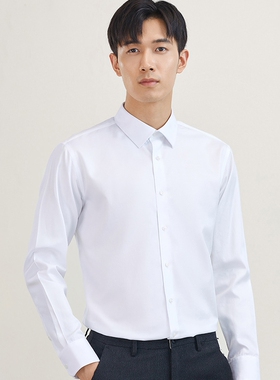 竹纤维衬衫男秋季短袖免烫抗皱职业正装蓝黑色寸衫高档白衬衣春夏