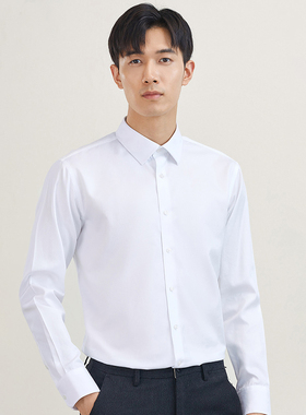 竹纤维衬衫男长袖免烫抗皱职业正装加绒保暖寸衫高档白色衬衣