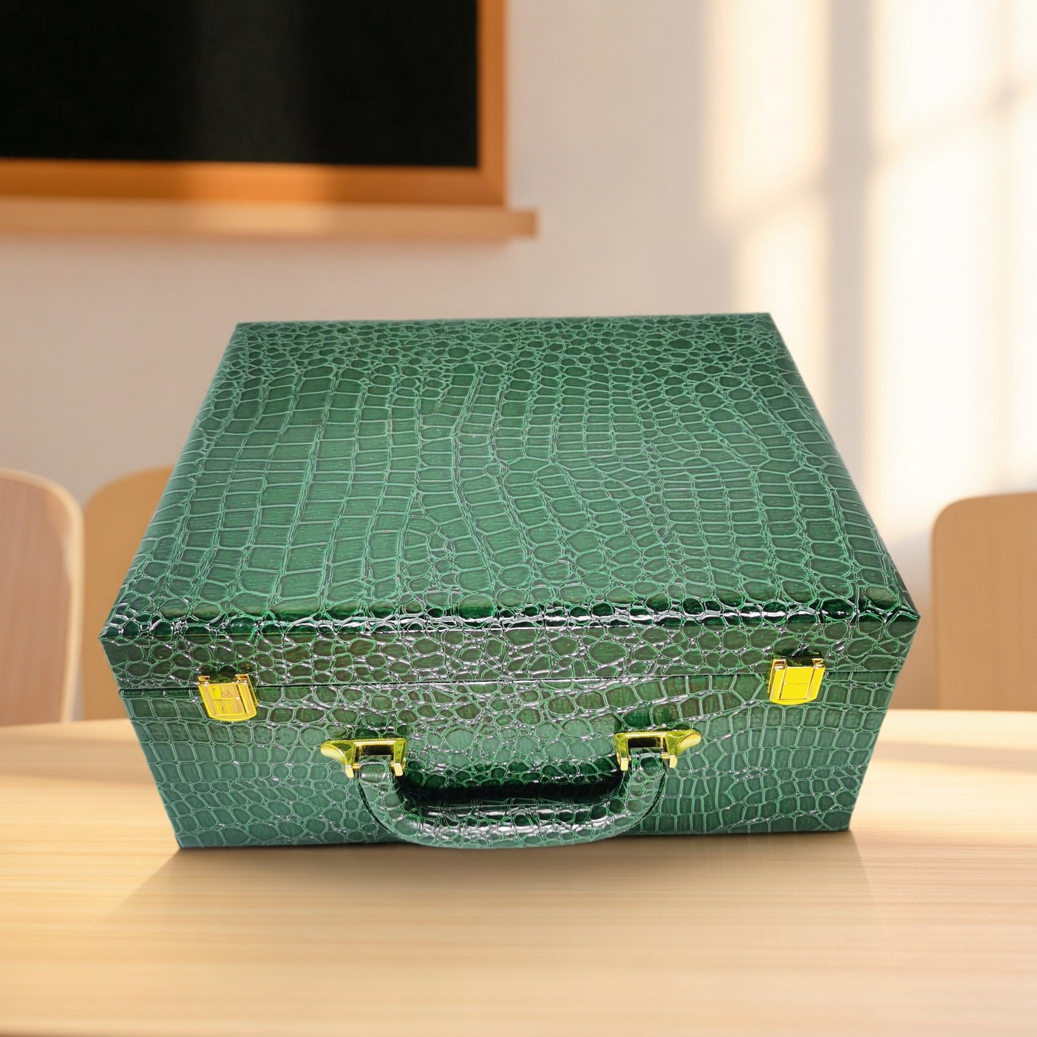 绿色鳄鱼纹鞋盒礼品盒高档运动鞋盒创意质感包装皮盒节日送礼礼盒