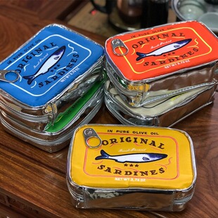 外贸新款 创意手拿包女 可爱大容量沙丁鱼罐头造型收纳包化妆包个性