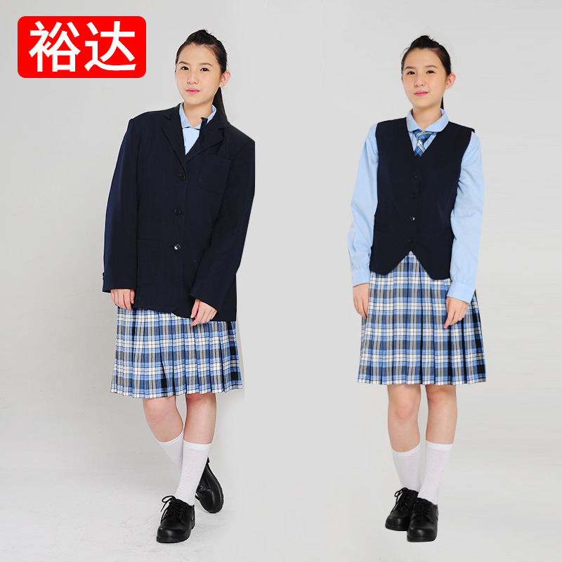 裕达深圳中学生校服 女款秋冬制礼服套装 西服 裙 衬衣 飘带 马甲