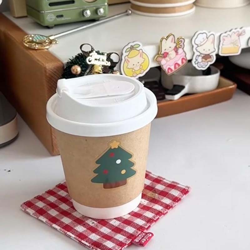 一次性咖啡杯子带盖加厚家用商用外带打包冷热奶茶牛皮纸杯食品级