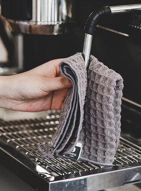 咖啡师吧台毛巾奶茶店咖啡机专用抹布吸水不掉毛清洁布白色小方巾