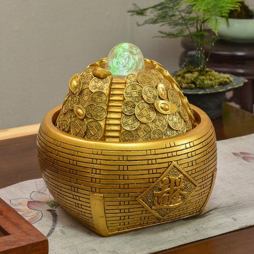 招财聚宝盆流水生财摆件循环水