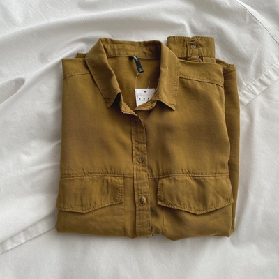 显白衬肤色天丝宽松牛仔衬衫