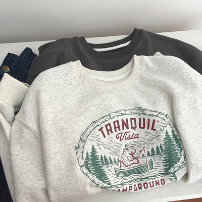 tranquil美式复古字母印花卫衣