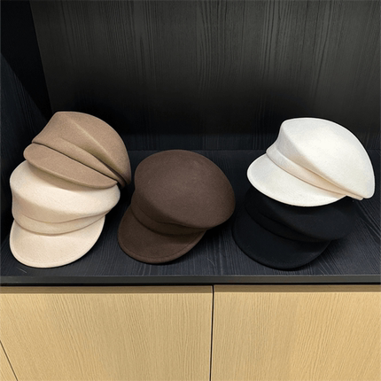 fever同款时尚博主羊毛呢礼帽女秋冬马术帽复古英伦报童帽潮ins