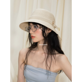 日系草帽女顯臉小漁夫帽夏季 盆帽潮 度假防曬遮陽帽子戶外旅游法式