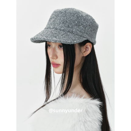 时髦羊毛卷平顶鸭舌帽子女秋冬复古韩版日系时尚毛绒报童帽潮ins