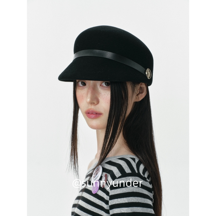 时髦羊毛呢马术帽子女春秋冬韩版日系复古显脸小鸭舌报童帽潮ins