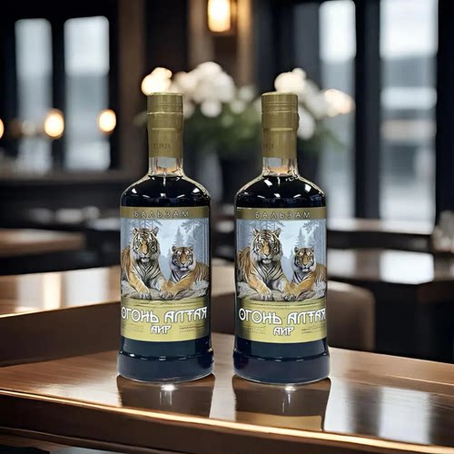 【俄罗斯进口】巴液喝里烈日双虎强酊浸泡配置酒45度500ml