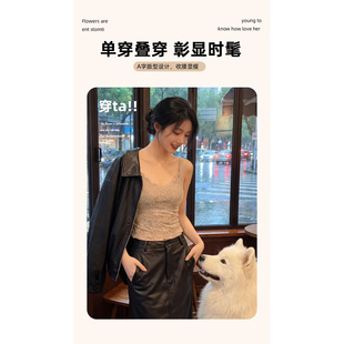 332 蕾丝吊带背心女带胸垫美背内搭上衣简约打底衫 法式