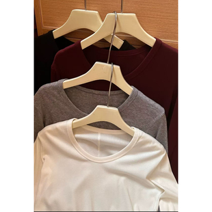 显瘦百搭打底衫 鹅蛋领内搭长袖 高弹力修身