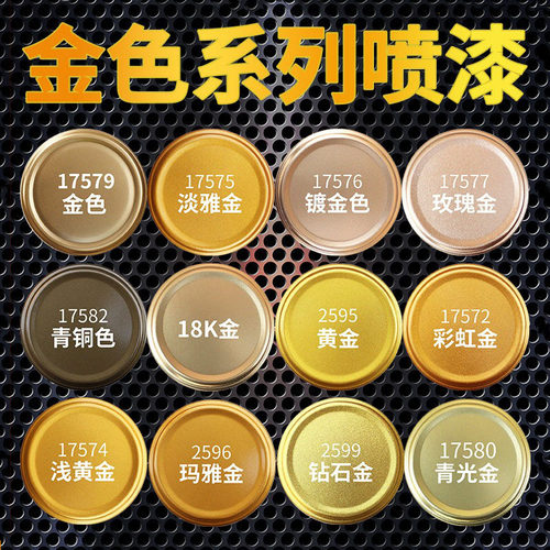 金色自动手摇自喷漆黄金镀金闪光土豪玫瑰金古铜色金属防锈油漆罐 - 封面