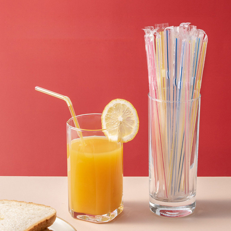 日本塑料吸管一次性单支独立包装儿童果汁饮料吸管可弯曲喝水软管