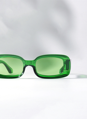 独特绿宝石色太阳眼镜UV400前卫透明粗框椭圆形可配近视蓝色墨镜