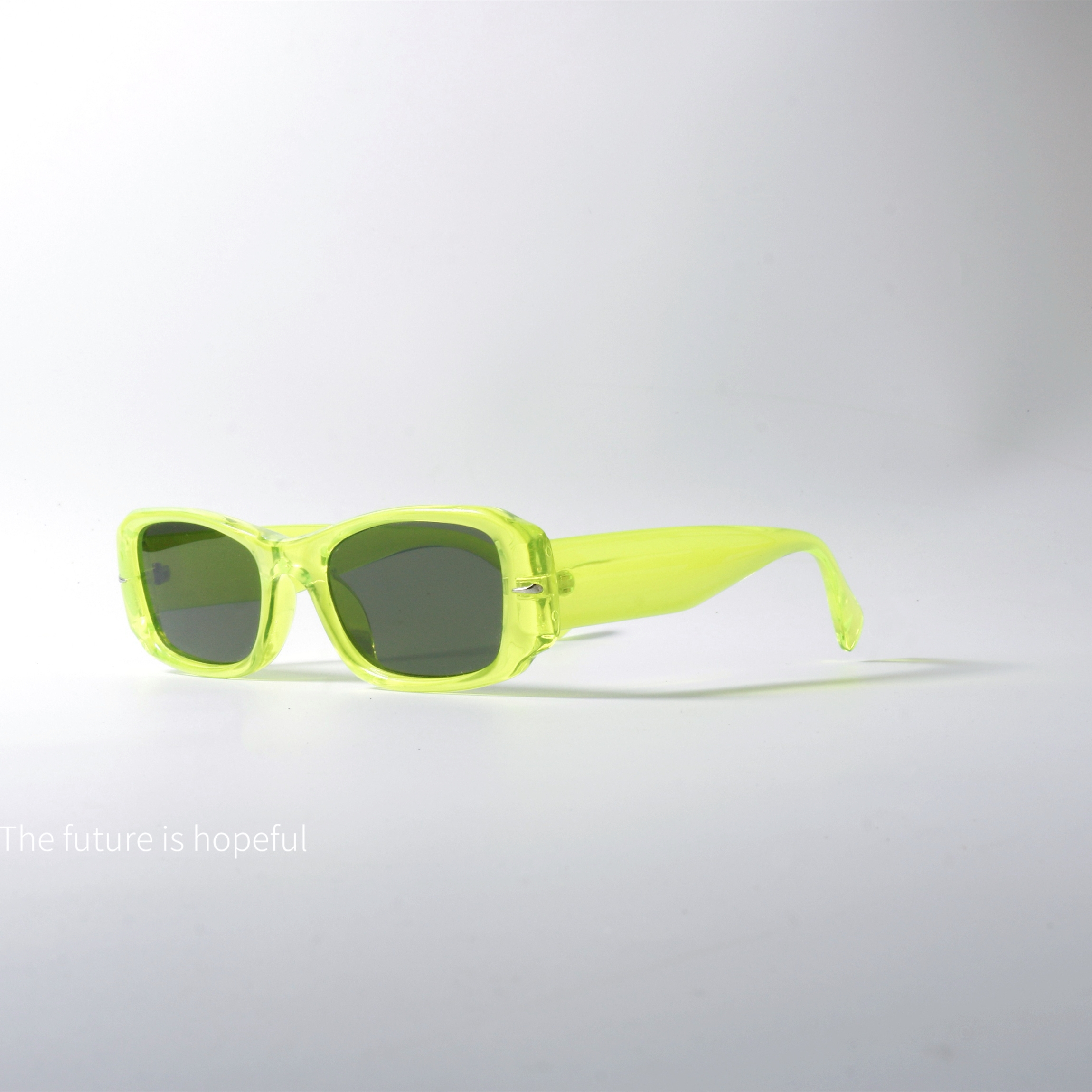 简约荧光绿色窄框墨镜UV400防紫外线辐射防晒可配近视太阳眼镜