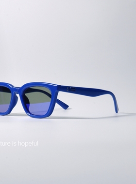 个性宝蓝色反光墨镜UV400防紫外线辐射韩版可配近视小众太阳眼镜