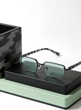 薄荷绿半框UV400防晒小众墨镜